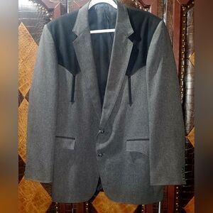Vintage Circle S Western Blazer Jacket Black Gray 42L